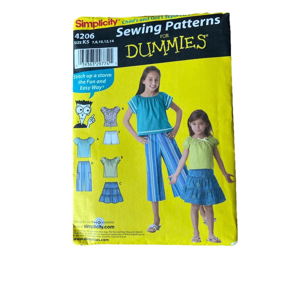 Simplicity 4206 Girl's Top Pants Skirt Shorts Sewing Pattern Size 7-14 Uncut Y2K